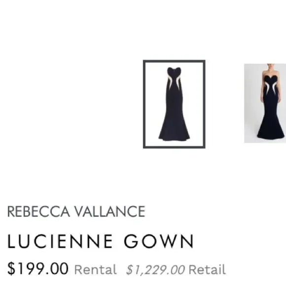 NWT Rebecca Vallance Lucienne Bonded Crepe Strapless Mermaid Gown in Ink SZ 2